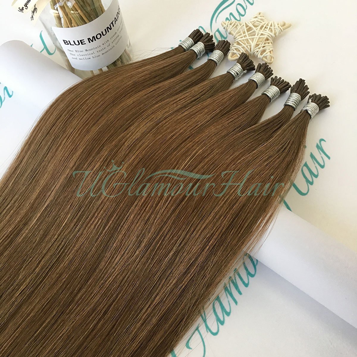 U Glamour Hair Raw Russian Wholesale Remy Natural Hair Human Double Drawn I Tip Hair Extensions