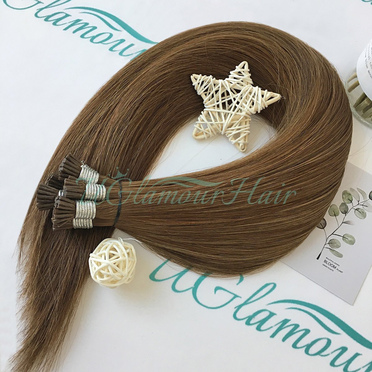 U Glamour Hair Raw Russian Wholesale Remy Natural Hair Human Double Drawn I Tip Hair Extensions