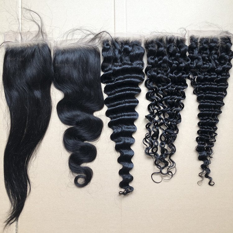 Wholesale 10A Small Knots 4x4 5x5 6x6 7x7 Pre Plucke Swiss Lace Virgin Hair Transparent ear to ear 13x4 hd lace frontal closure