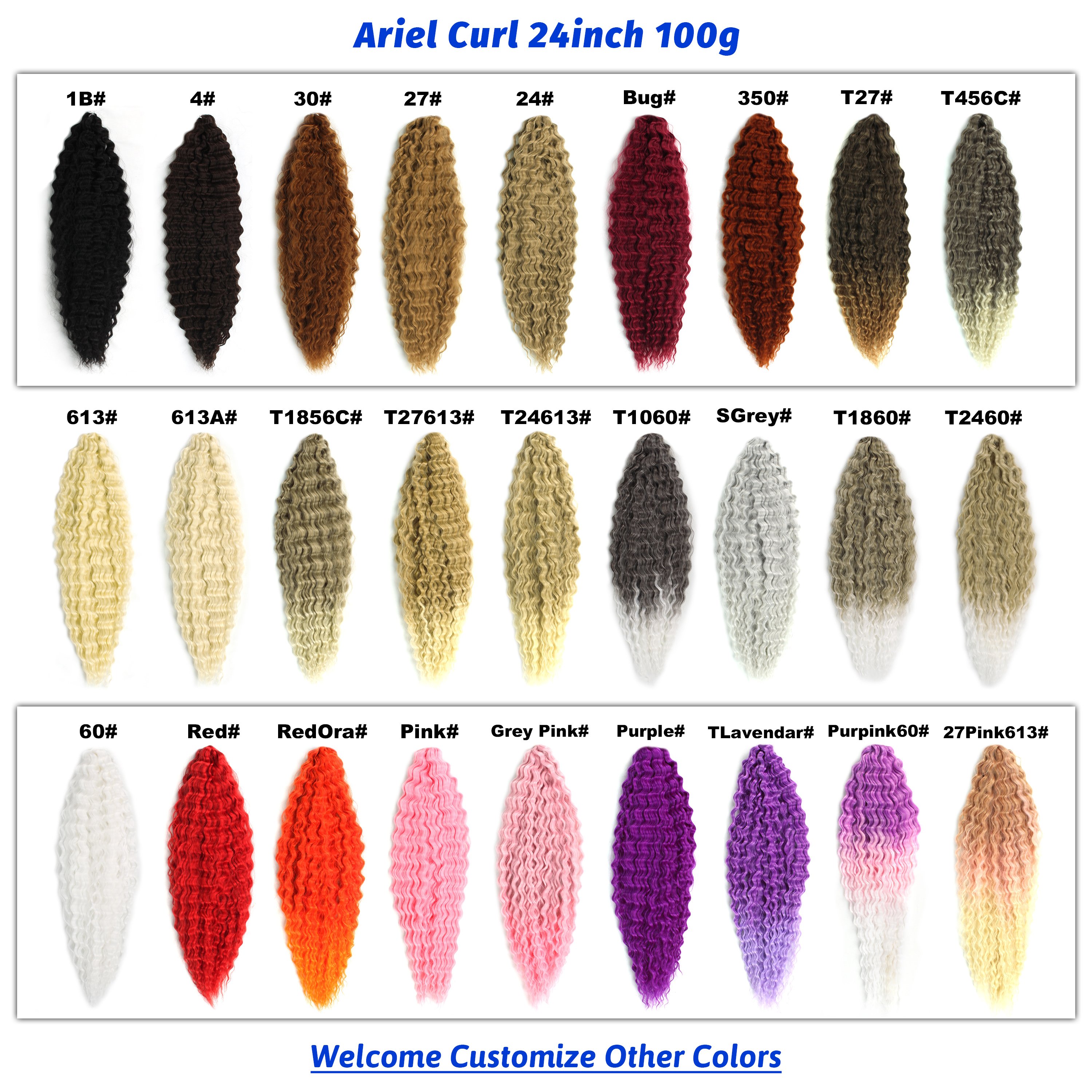 Vivian hair hot selling 22inch or 30 Inch 100g 30strands Ariel curls curly Ariel crochet hair Synthetic Ariel Curl Hair Braid