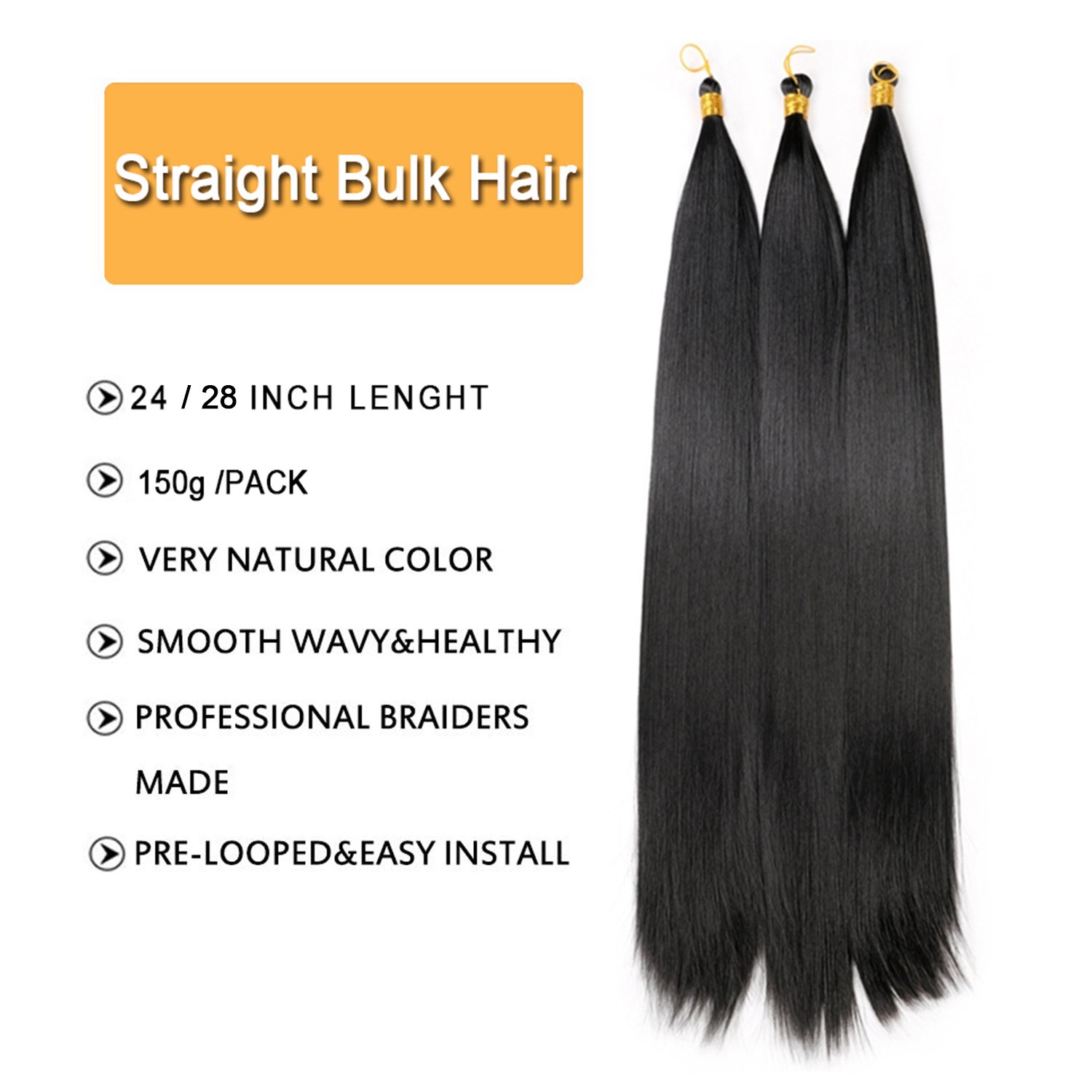 Wholesale High Quality Braiding Hair Bulk 22 24 28 inch 150g Long Straight Hair Bundles Synthetic Crochet Hair Extensions