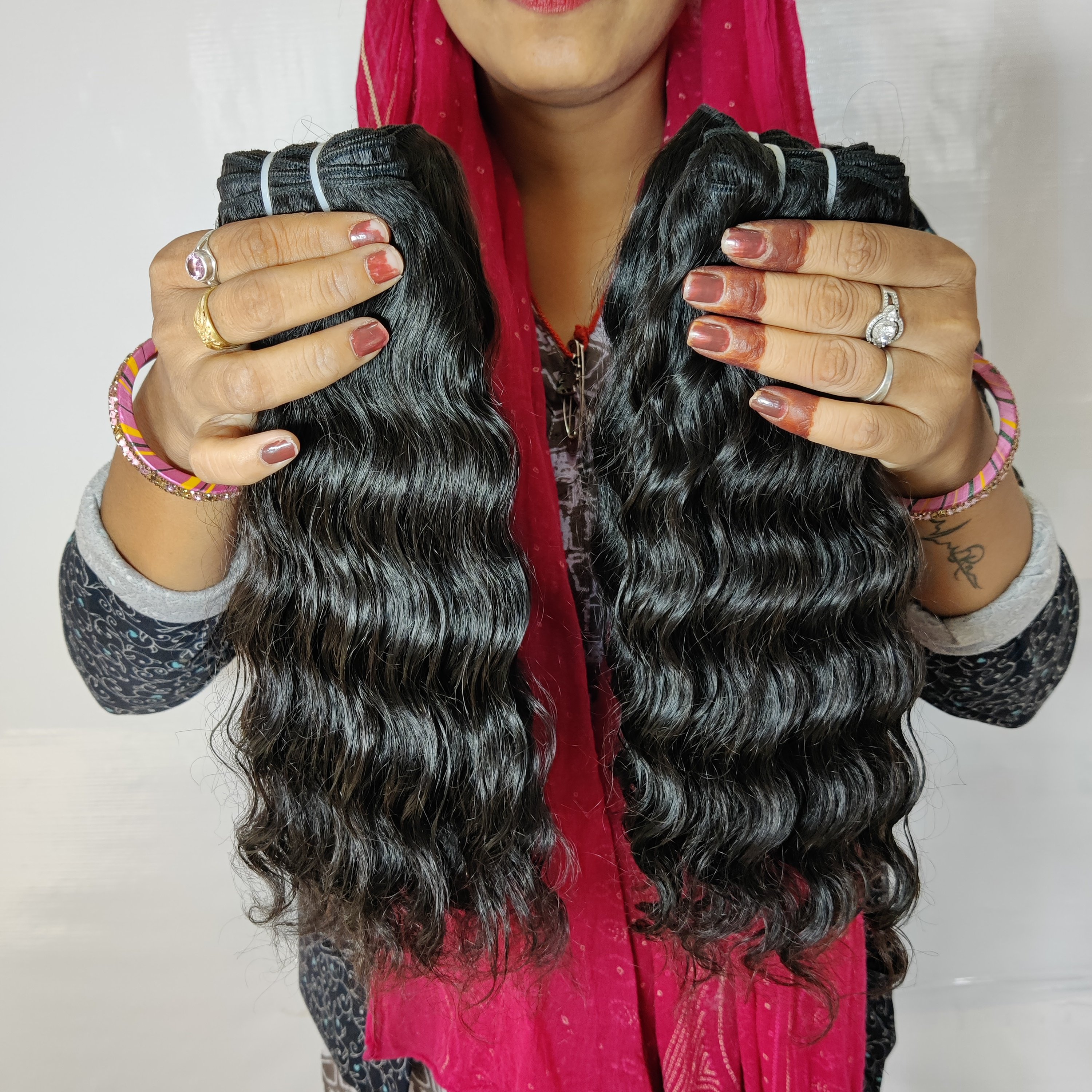 100% Wholesale factory price raw virgin natural bundles color regular wave wavy Indian Temple Human Hair Extensions