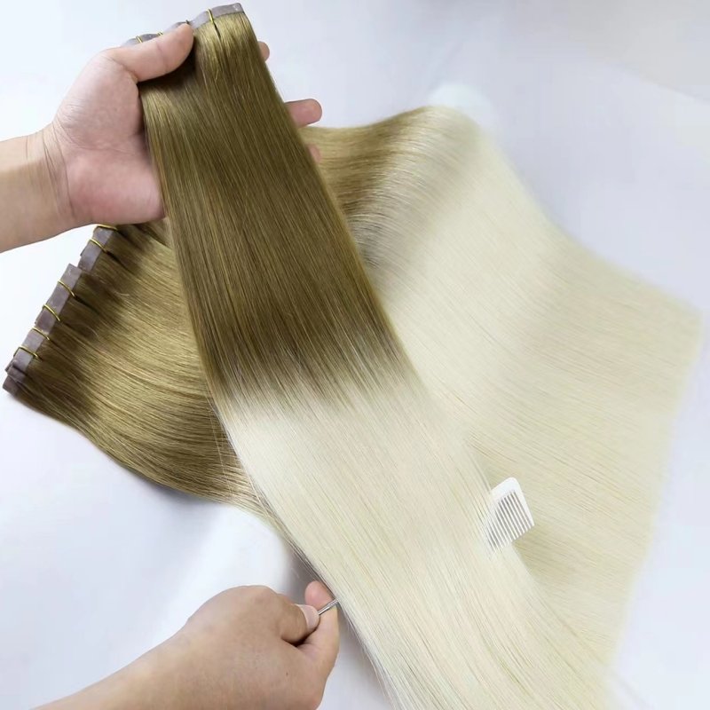 Wholesale Russian Virgin Bone Straight Clip In Hair Double Drawn Seamless PU Skin Weft Hair Extensions 100% Human Hair Pieces
