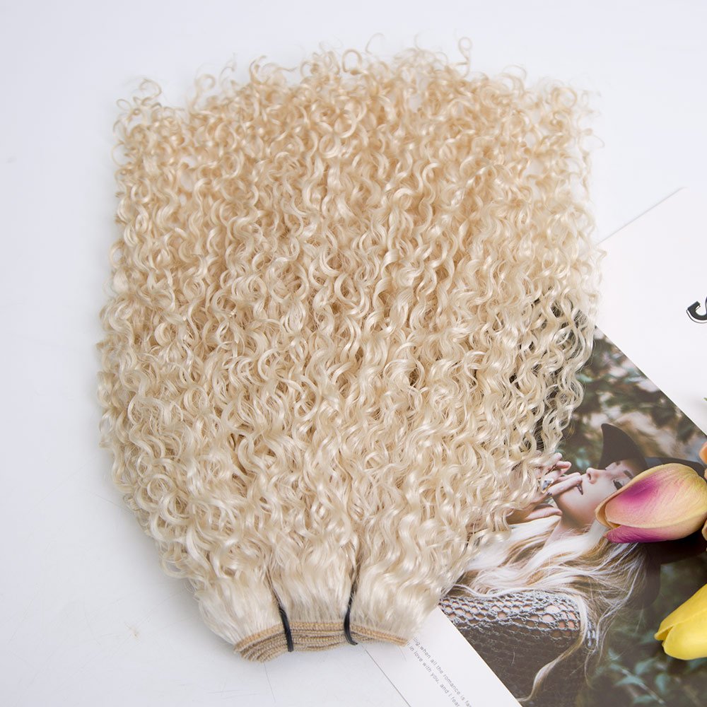 Virgin European Human Hair Extension White Blonde Color 100 Gram Curly Texture Human Hair Bundles