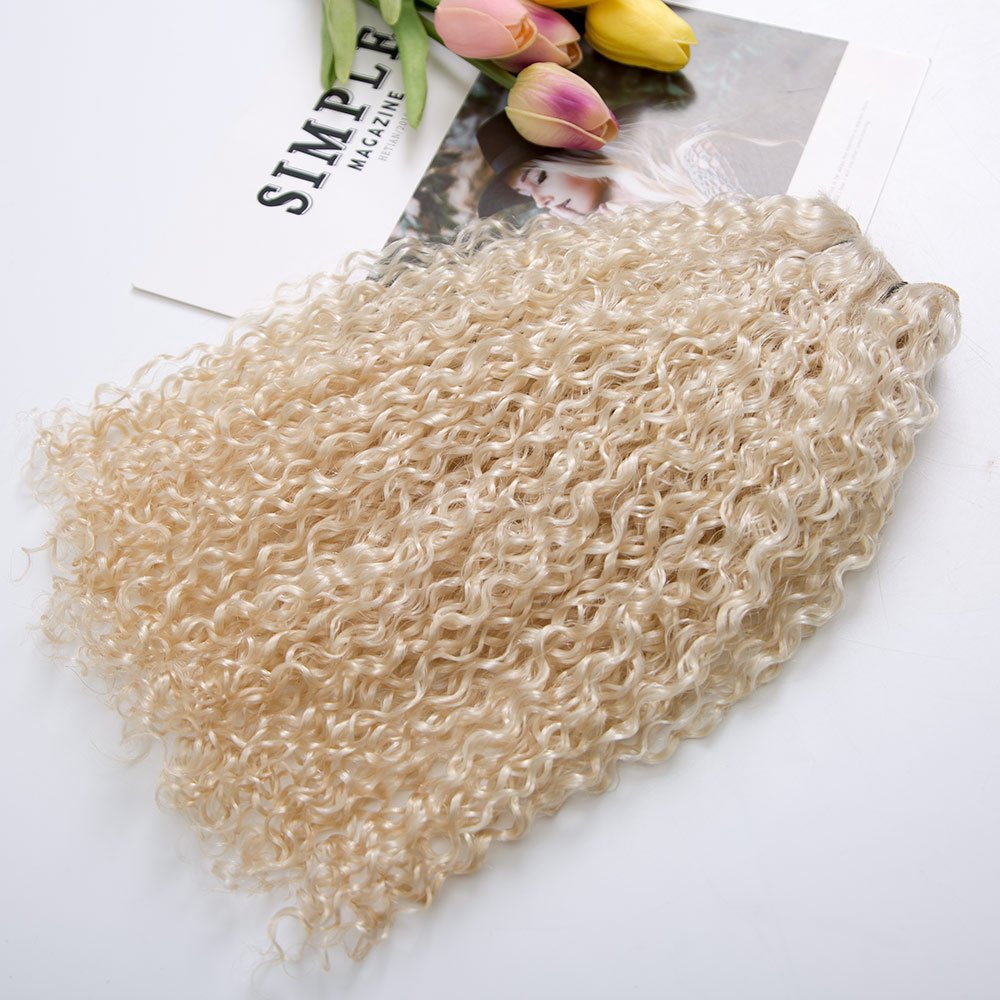 Virgin European Human Hair Extension White Blonde Color 100 Gram Curly Texture Human Hair Bundles