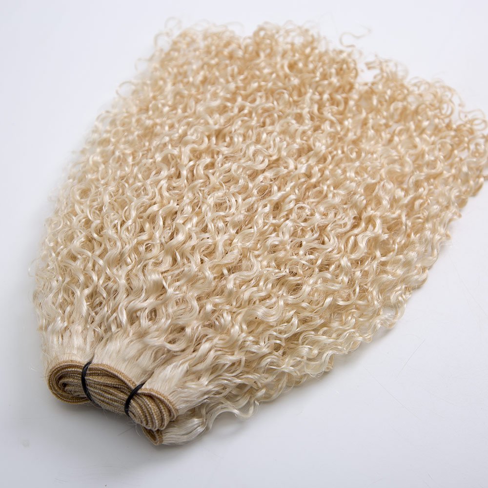 Virgin European Human Hair Extension White Blonde Color 100 Gram Curly Texture Human Hair Bundles