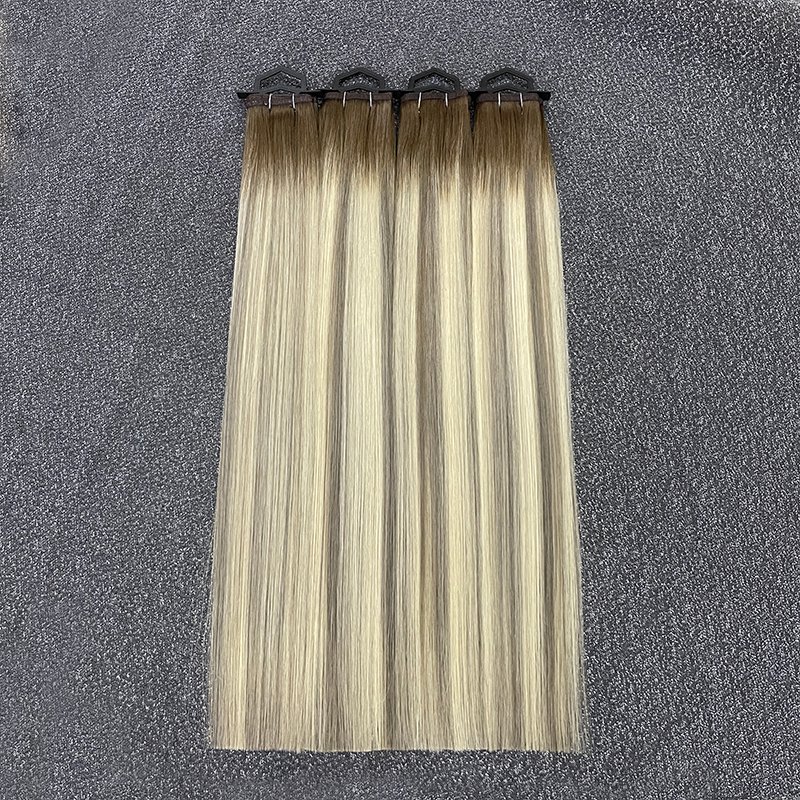 wholesale longest hair ratio top quality cuticle intact highlight/piano/ombre double drawn flat weft teased hair extensions