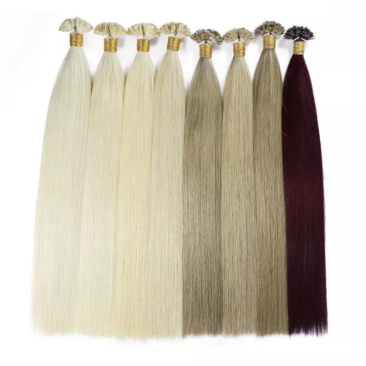 Wholesale 100% Full Cuticle Virgin Russian Remy Italian Keratin Pre-bonded Flat Tip Human Hair Extensions