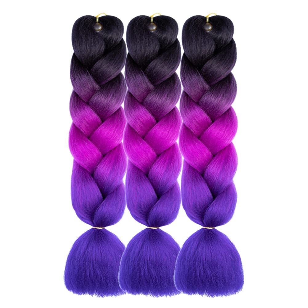Ombre Braiding Hair Extensions 24 Inch Synthetic High Temperature Rainbow Jumbo Braiding Hair Twist Crochet Hair for Women