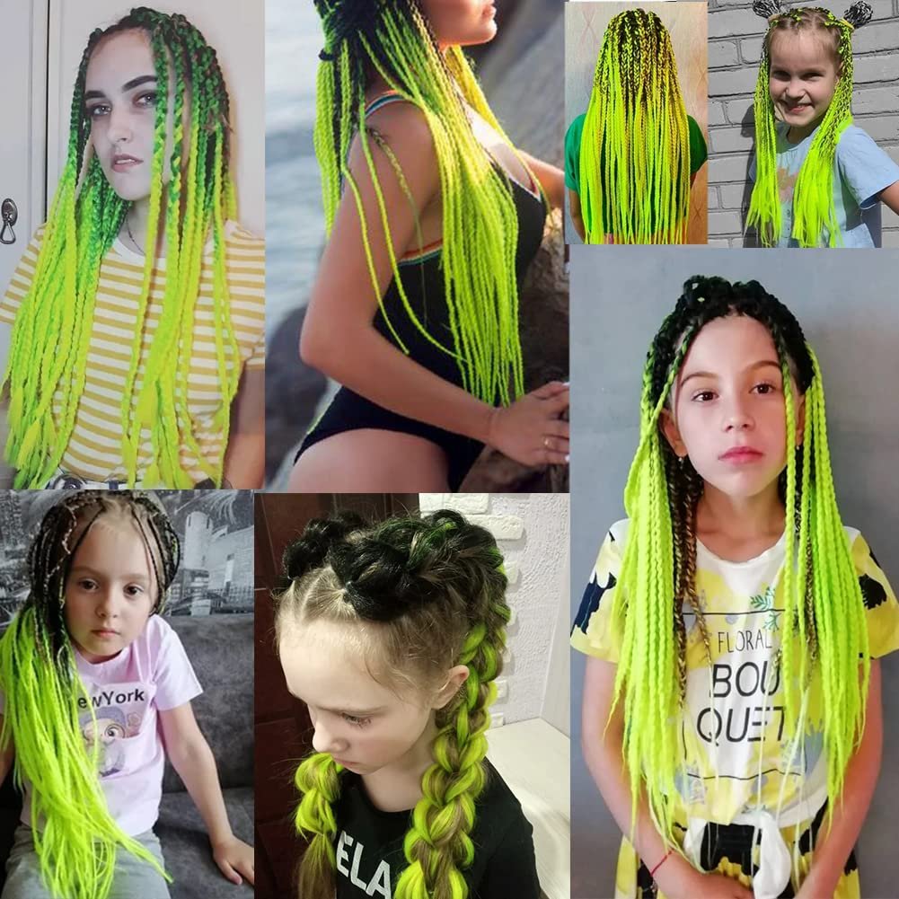 Ombre Braiding Hair Extensions 24 Inch Synthetic High Temperature Rainbow Jumbo Braiding Hair Twist Crochet Hair for Women