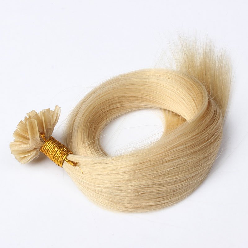 Brazilian Human Hair Extensions Blonde Color Prebonded Nail Tip Original Brazilian Human Hair