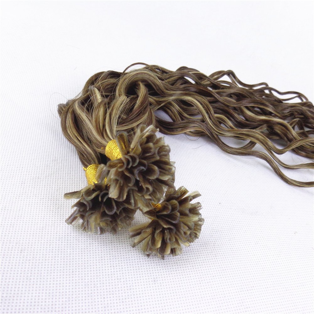 Brazilian Human Hair Extensions Blonde Color Prebonded Nail Tip Original Brazilian Human Hair