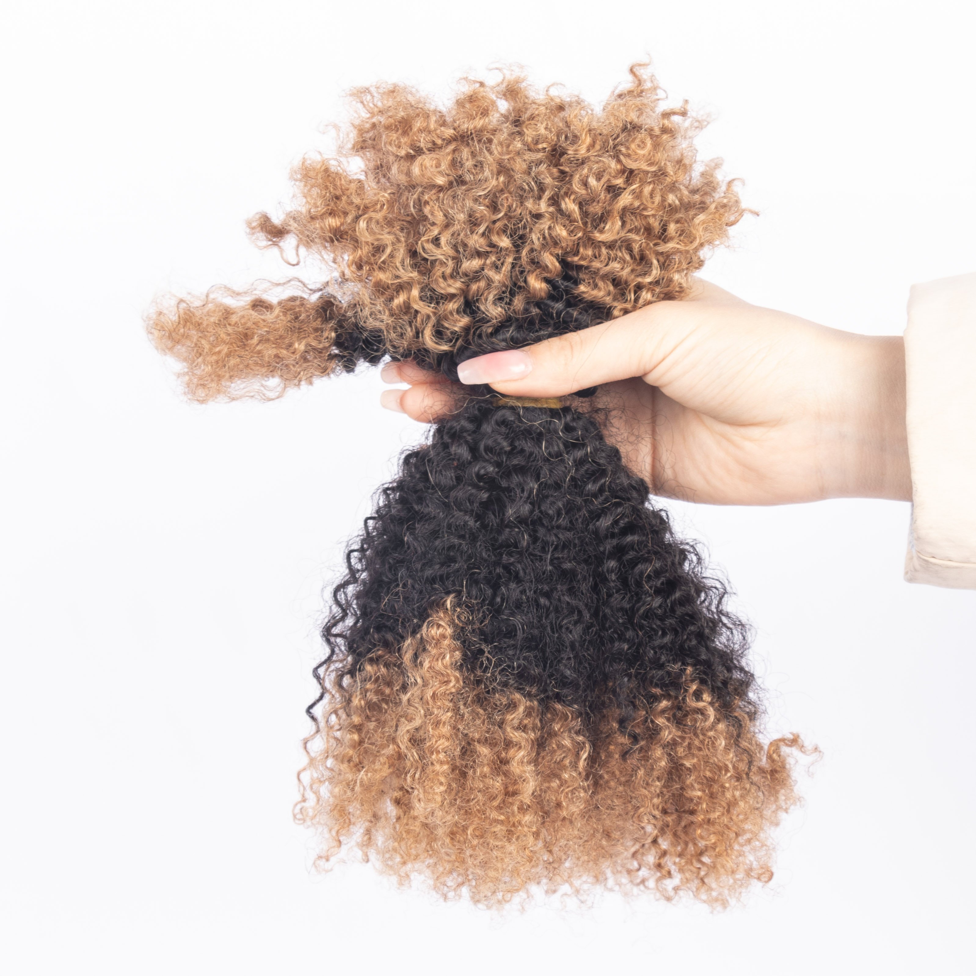 Hot Selling Afro Kinky Curly Bulk Hair For Braids Twist 12A Brazilian Kinky Curly Hair Extensions 30g Ombre Color 33/1/33