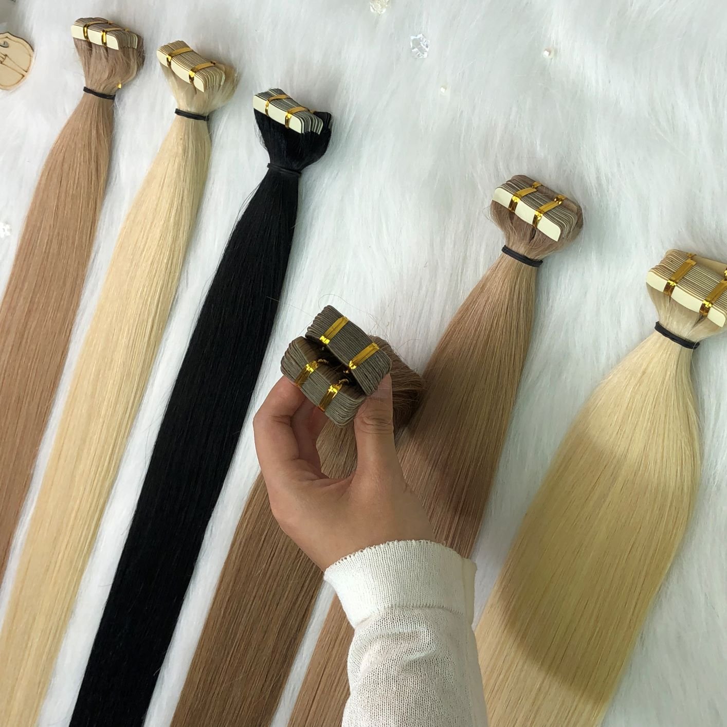 Human Hair Extension Brazilian Remy Seamless Double Drawn Tape Clip In Hair Extensions 100% Human Hairs
