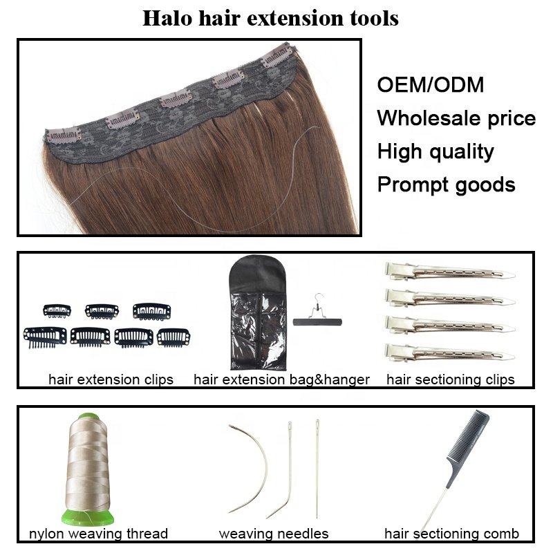 Wholesale Fish Wire Human Hair Extension Invisible Headband Remy Halo Hair Extensions Human Hair Blonde Kinky Curly