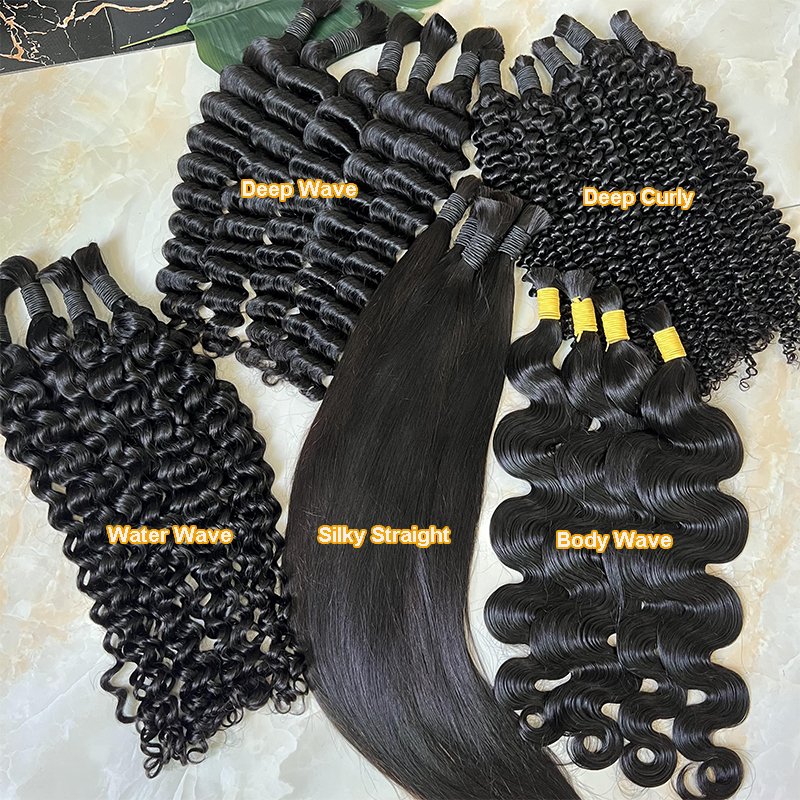 Wholesale Bulk Braiding Hair Extensions Raw Indian Curly Wave No Weft Human Hair Bulk For Braiding
