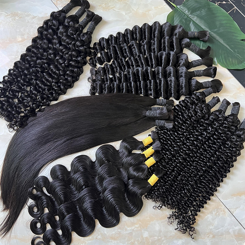 Wholesale Bulk Braiding Hair Extensions Raw Indian Curly Wave No Weft Human Hair Bulk For Braiding
