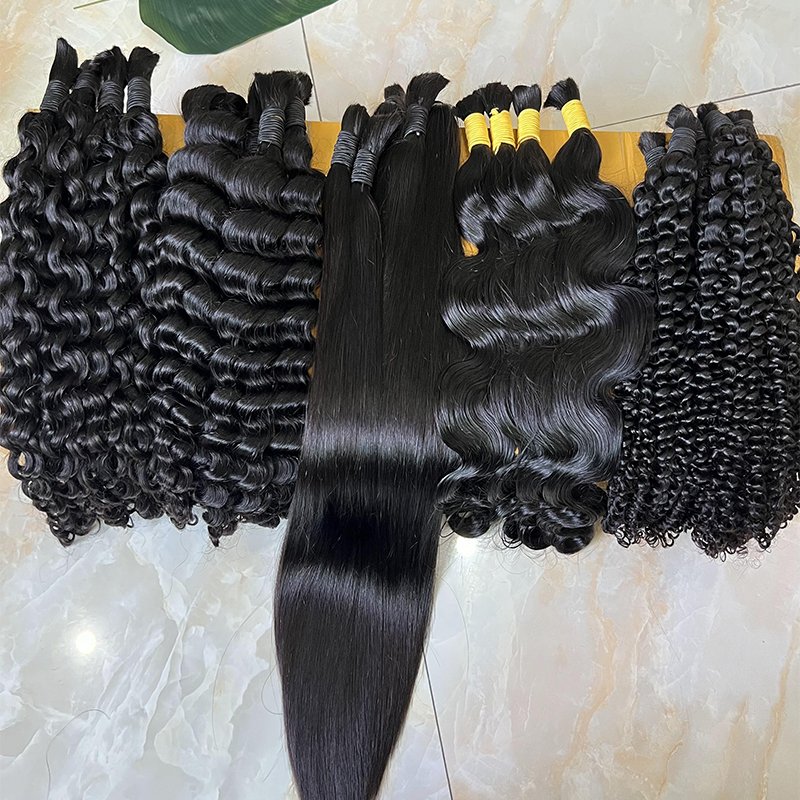 Wholesale Bulk Braiding Hair Extensions Raw Indian Curly Wave No Weft Human Hair Bulk For Braiding