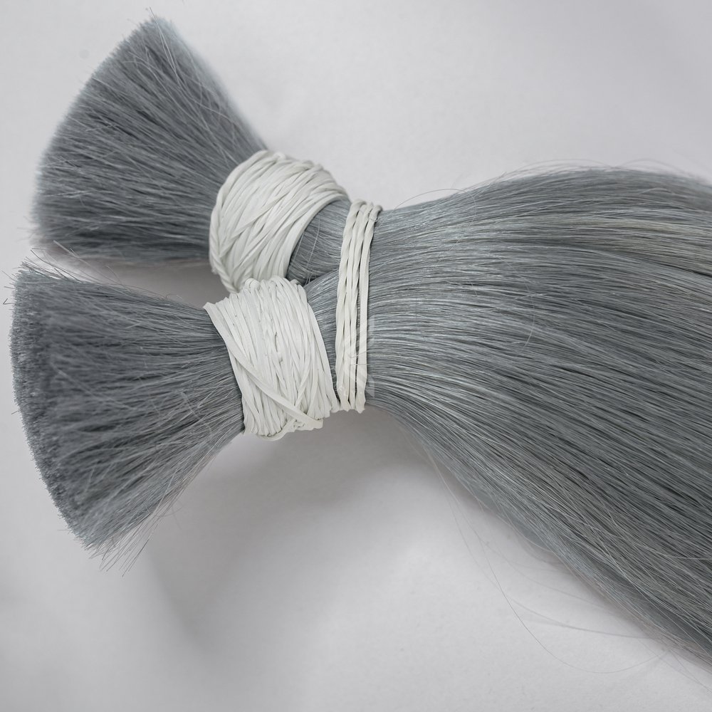 Super Weft Silver Gray Human Hair Extensions, Raw Virgin Bulk Cheap Human Hair Bundles Wholesale