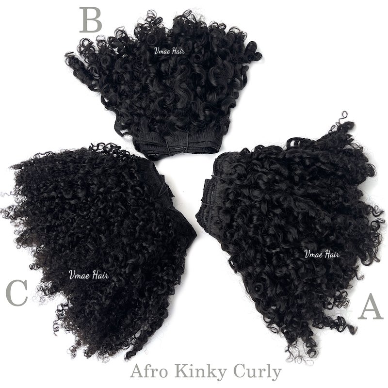 VMAE Wholesale Afro Kinky Curly Clip-In Dark Brown Human Hair Extensions Raw Remy Straight Style for Black Women