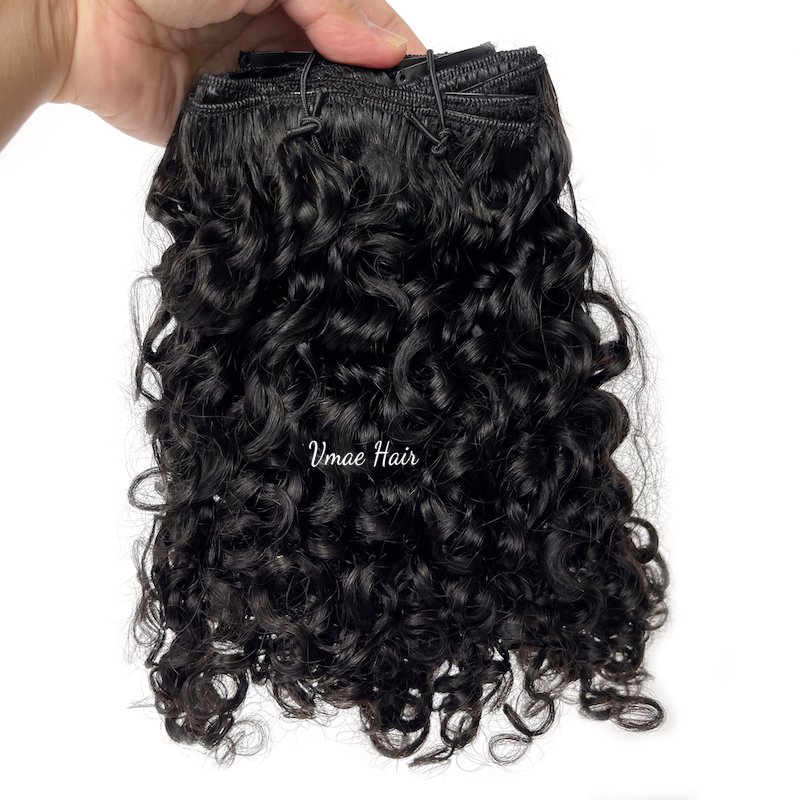 VMAE Wholesale Afro Kinky Curly Clip-In Dark Brown Human Hair Extensions Raw Remy Straight Style for Black Women