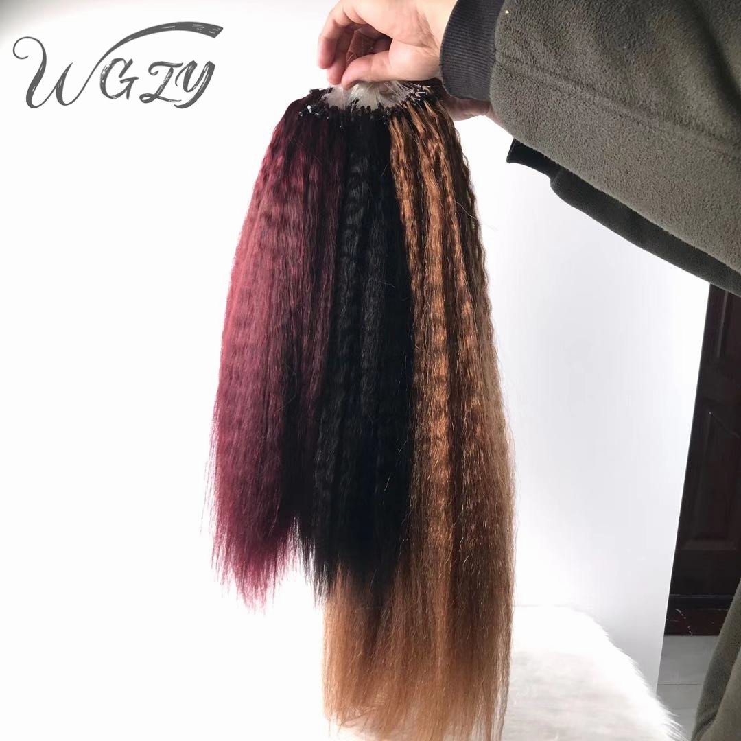 Kinky Straight Unprocessed Brazilian Micro I Tip Cuticle Aligned Raw Virgin Hair Weave Microlink Human Hair extensions