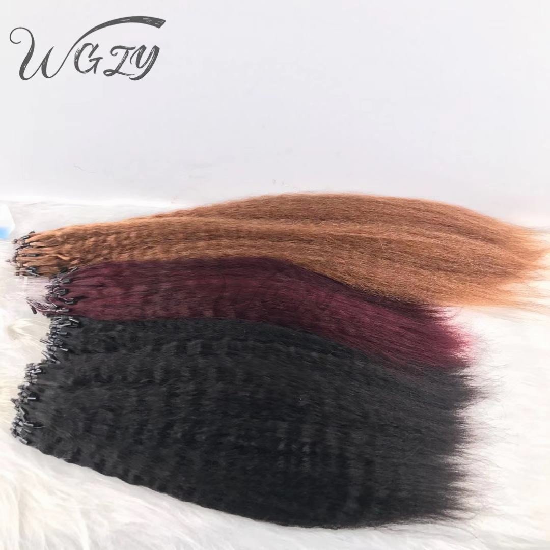 Kinky Straight Unprocessed Brazilian Micro I Tip Cuticle Aligned Raw Virgin Hair Weave Microlink Human Hair extensions
