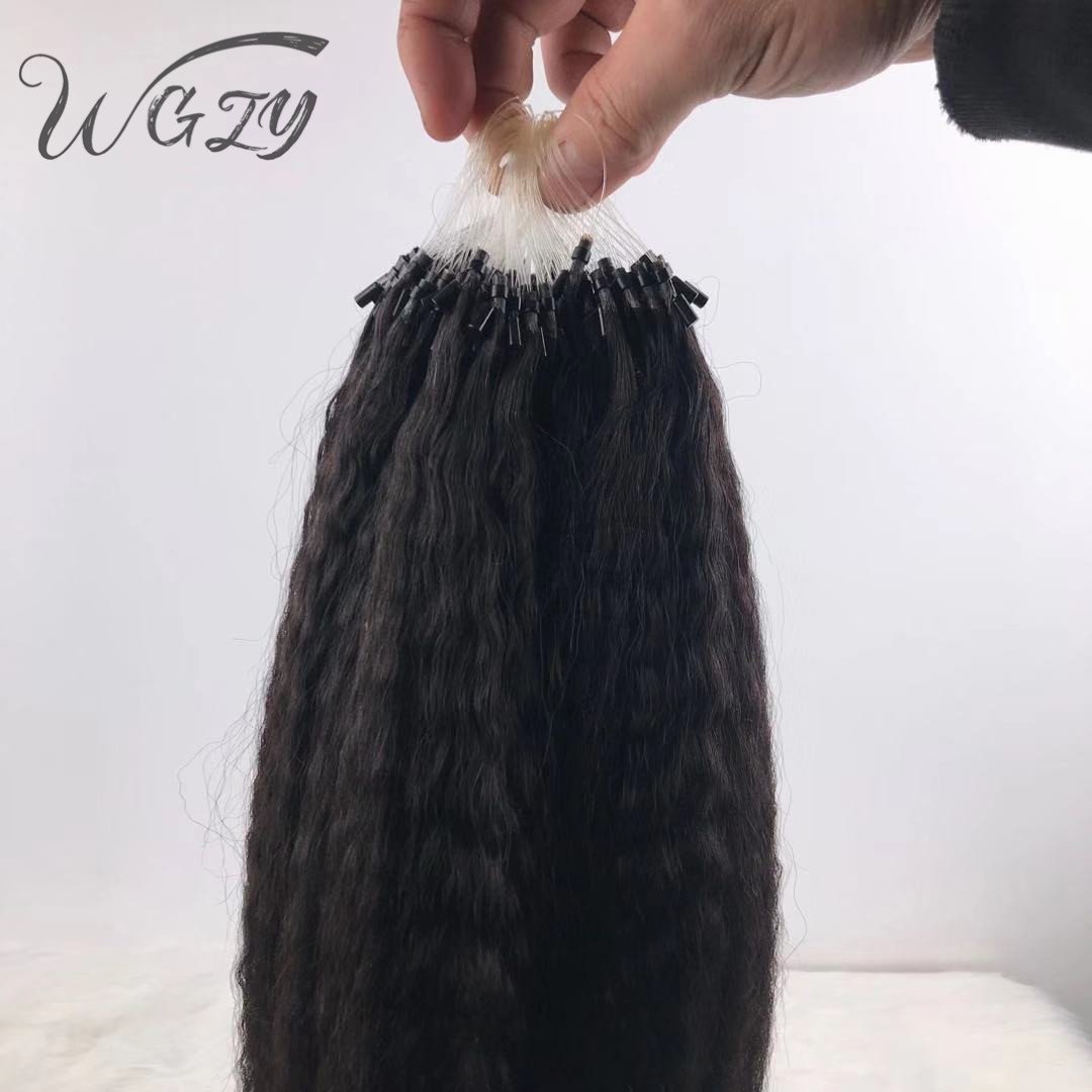 Kinky Straight Unprocessed Brazilian Micro I Tip Cuticle Aligned Raw Virgin Hair Weave Microlink Human Hair extensions