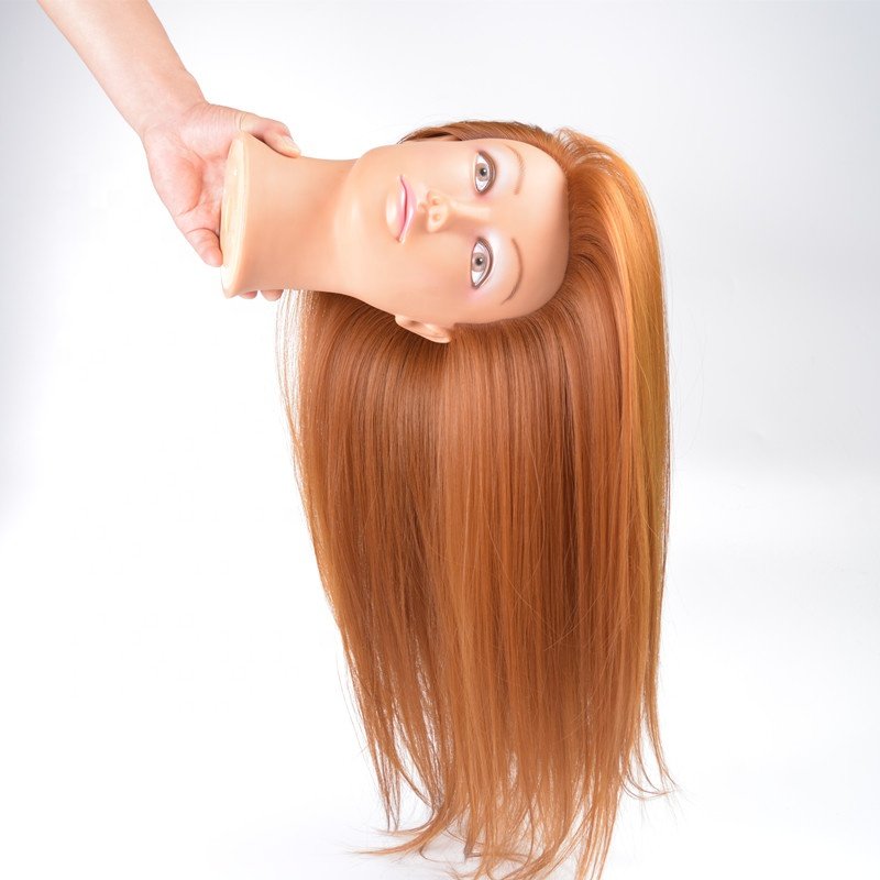 Wholesale Brown Synthetic Hair Training Heads for Hairdresser Mannequins Training Doll Heads
