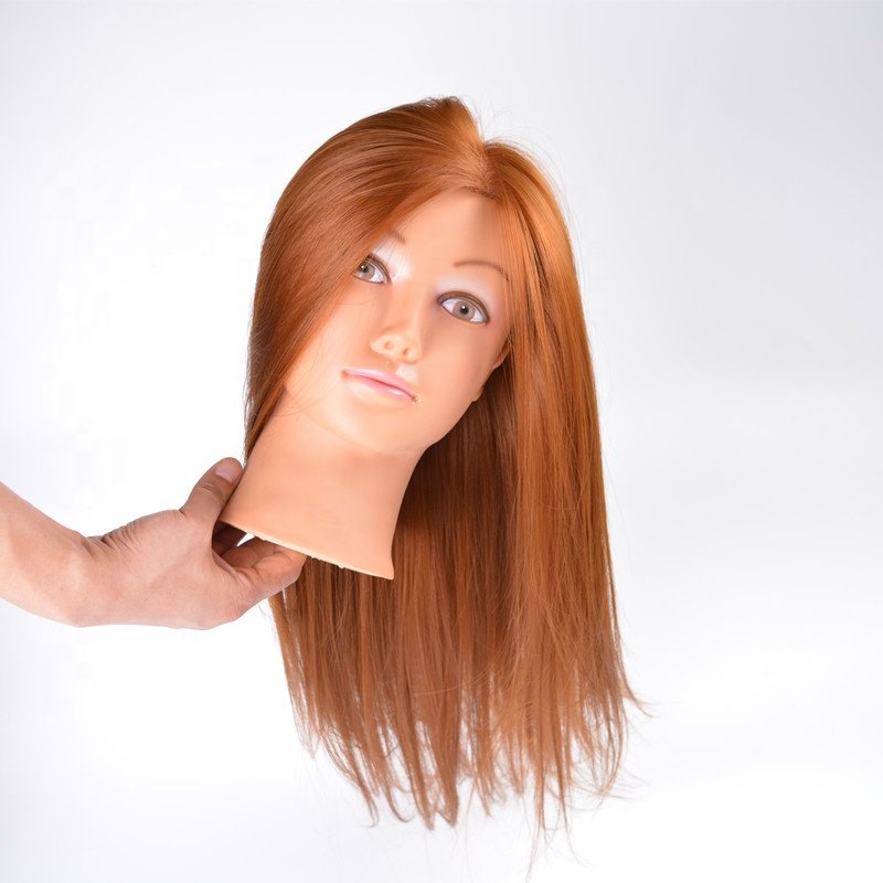 Wholesale Brown Synthetic Hair Training Heads for Hairdresser Mannequins Training Doll Heads