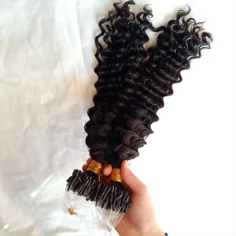 Hot Selling Micro Loop Ring Hair Extensions Deep Wavy 100% Indian Virgin Human Hair Extensions Micro Links The Newest Method