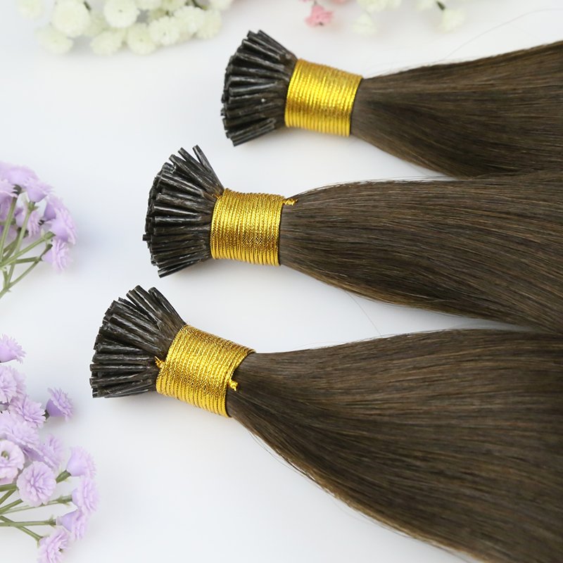 Wholesale Raw Cuticle Aligned Russian Itip Hair Extension Keratin Stick I Tip Remy Human Hair Extensions