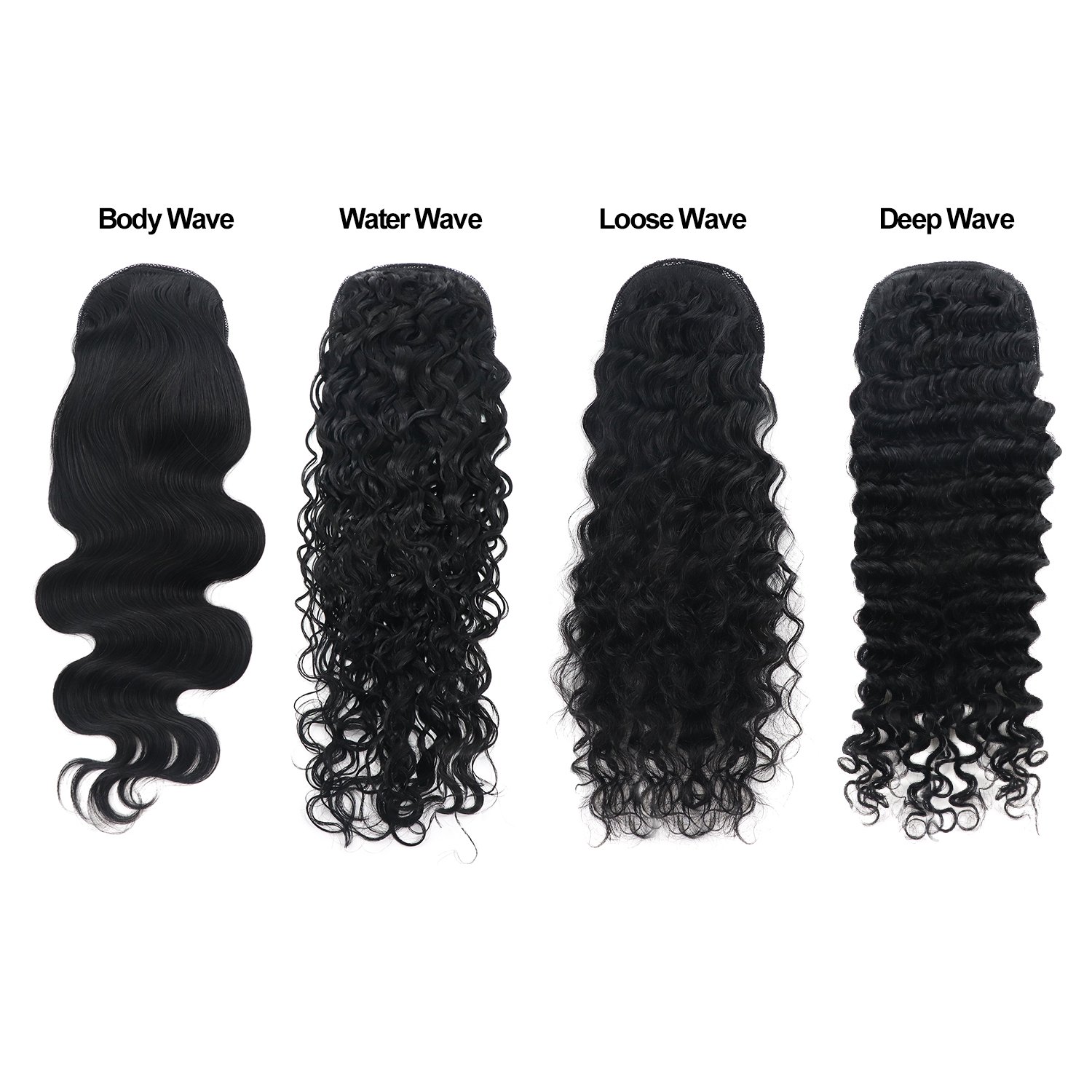 Long Water Wavy Ponytail 12A Virgin Human Hair Pigtail Clip-on Ponytail Hair Extensions Women 1 Piece Brazilian Hair for Black