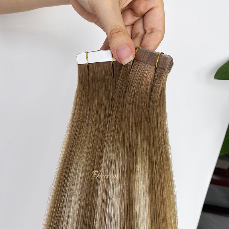 Wholesale New design full density Genius tape in human hair extension with glue long tape in