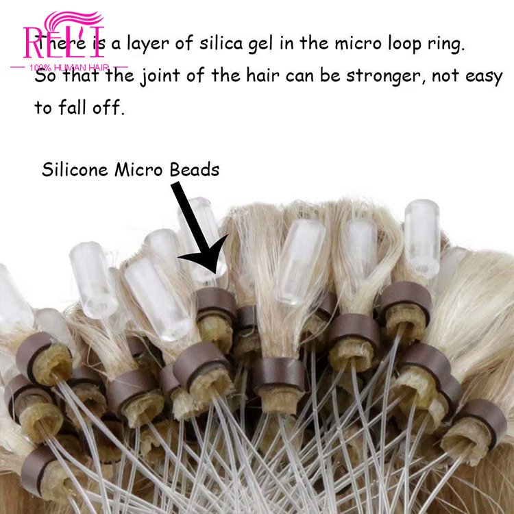 Free Sample Wholesale 12A Remy Micro Link Beads Nano Ring Hair Extensions Double Drawn Russian Human Hair Extension Nano Ring