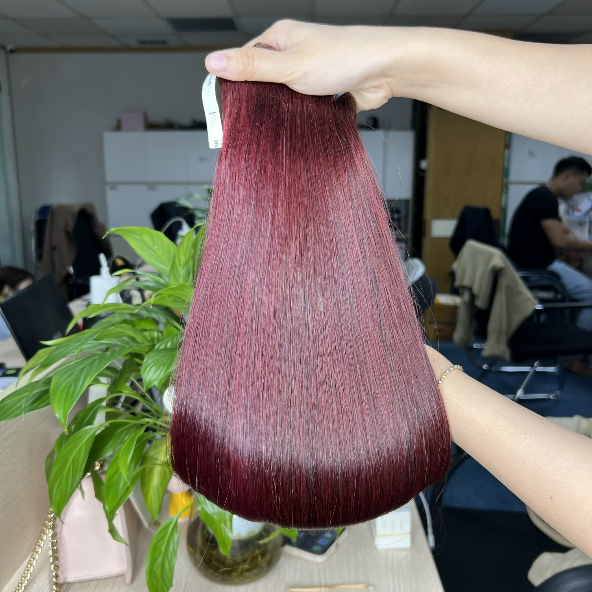 Tape Human Hair Extensions Tape In dark red color Hair Top Quality Double Drawn Remy Tape