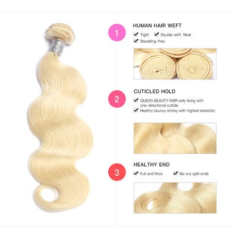 hair unprocessed virgin human,russian blonde 613 virgin hair extension