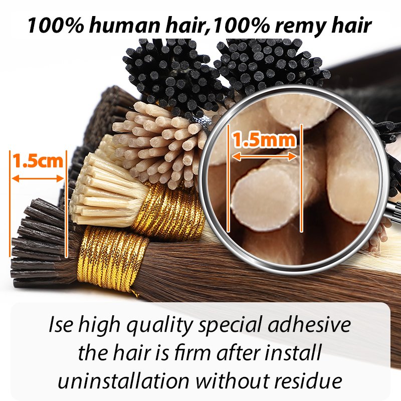 wholesale 100g i tip raw virgin hair straight i-tip 100% remy hair russian color #1b raw double drawn itip human hair extensions