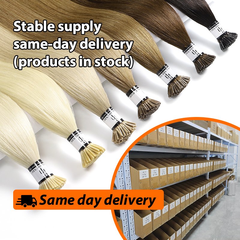 wholesale 100g i tip raw virgin hair straight i-tip 100% remy hair russian color #1b raw double drawn itip human hair extensions