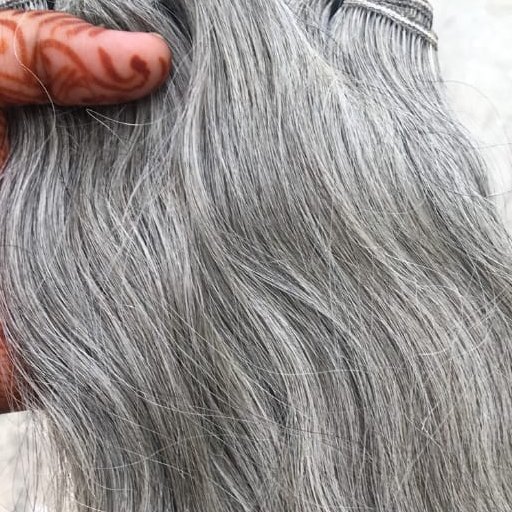 Salt N Pepper Natural Grey Color Hair Extensions Silver Human Hair Extensions Natural Hair vendor