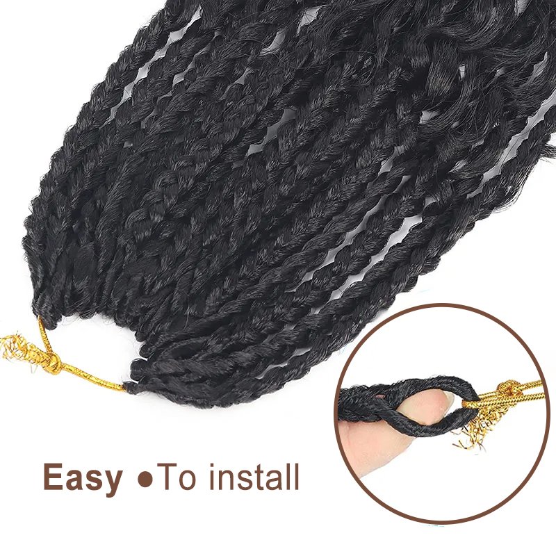 Julianna Wholesale Goddess Messy Box Braids Crochet Bohemian Hair With Curly Ombre Pre-Looped Boho River Box Braided Hair