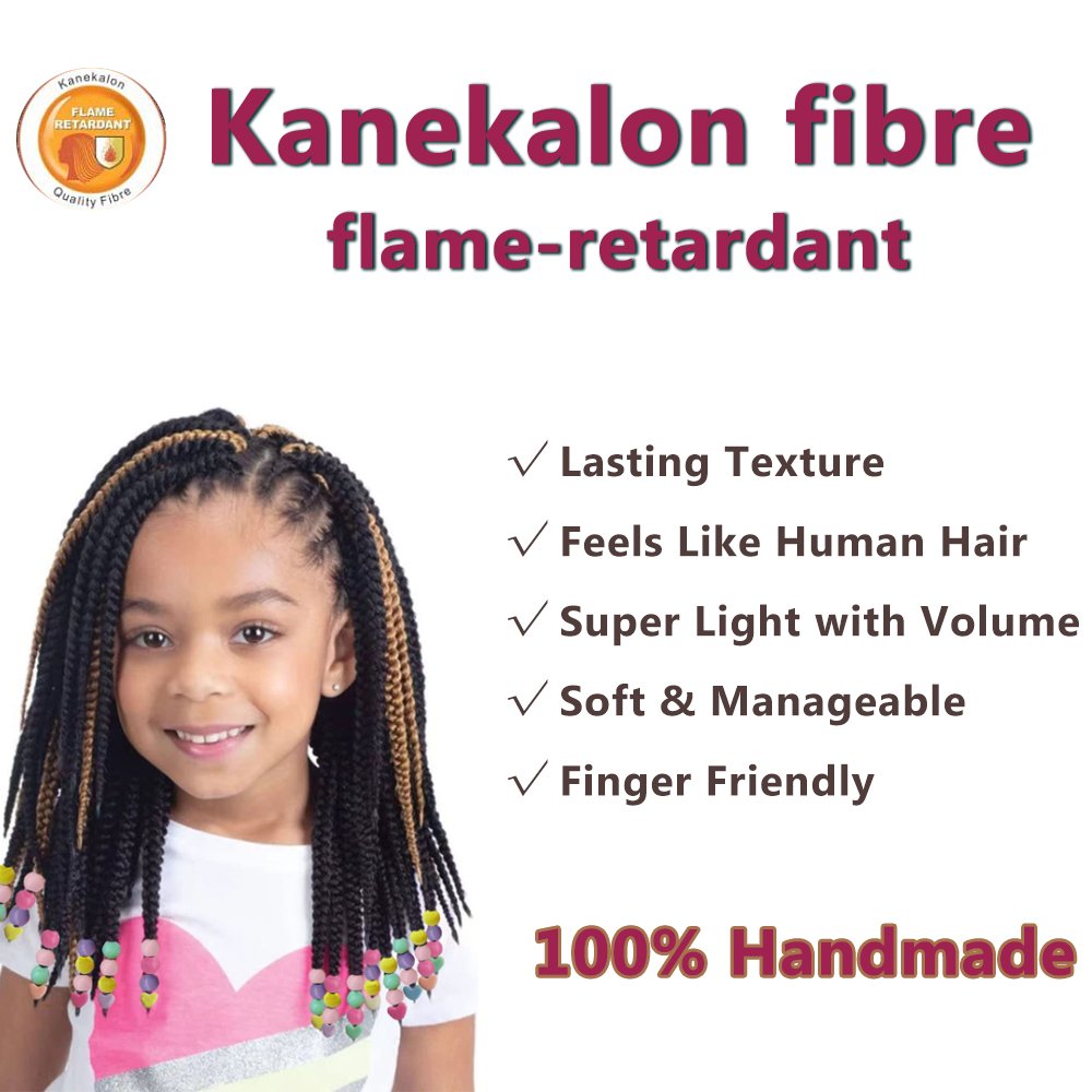Kids braided ponytail with beads and bow kids hair extension ponytail for girls black girl hair accessories with bubbles