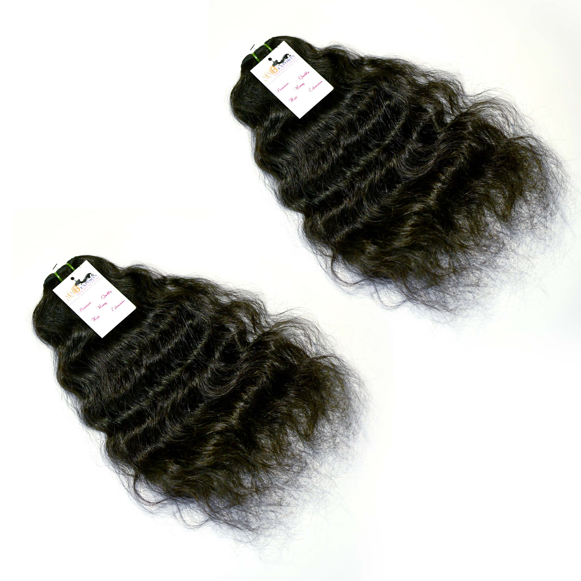 100% Raw Double Drawn Human Hair Extension Virgin Indian Temple Raw Hair Weft, Brazilian Cuticle Aligned Machine Wefted Hair