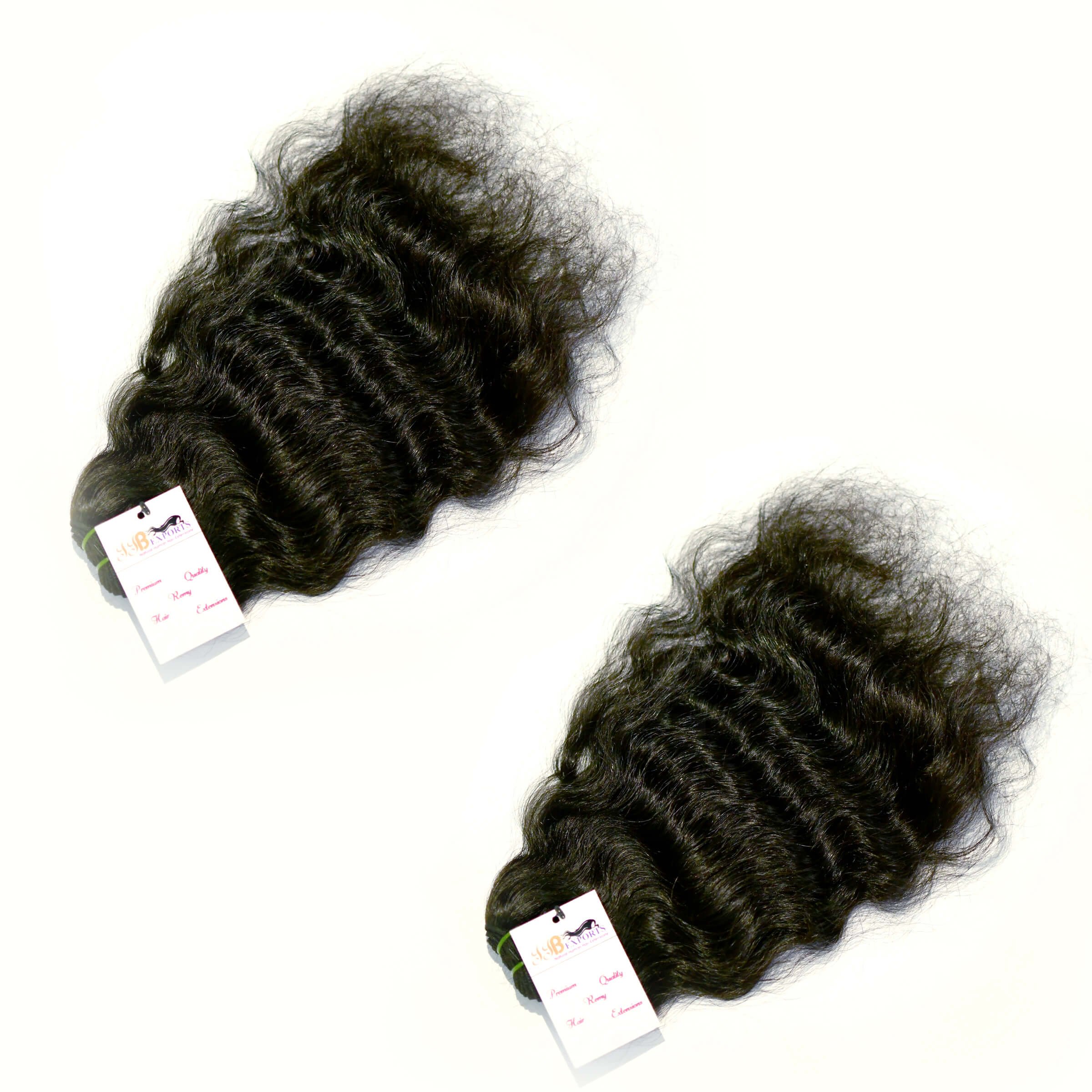 100% Raw Double Drawn Human Hair Extension Virgin Indian Temple Raw Hair Weft, Brazilian Cuticle Aligned Machine Wefted Hair