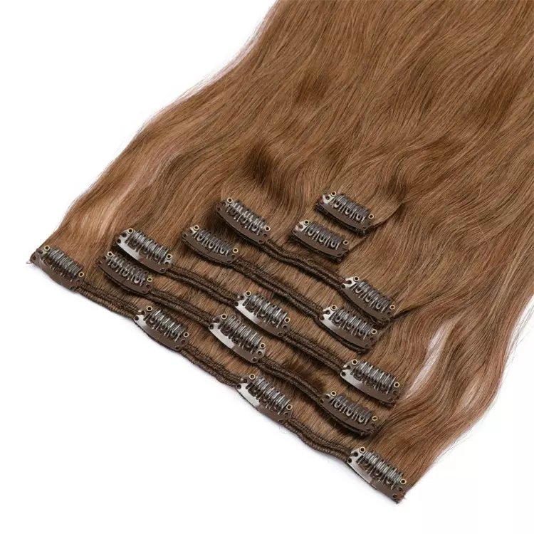 Factory price high quality cuticle indian remy hair double drawn clip in hair extensions