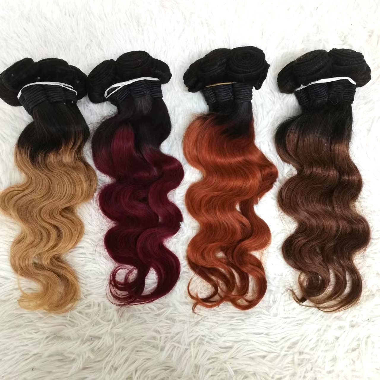 Letsfly Hot Selling Ombre Colored Body Wave Brazilian 9A Remy Hair Human Hair Extensions Bundles Fast Shipping