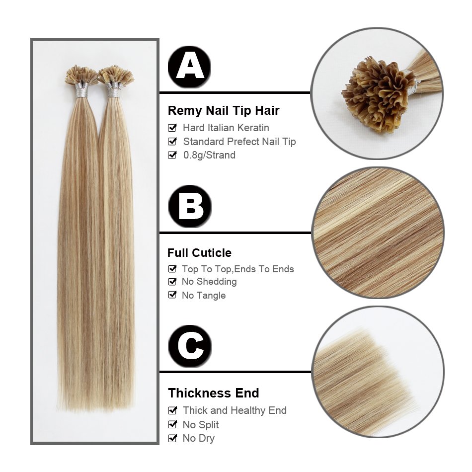 russian hair 14-20 inch straight wholesale double drawn remy human keratin nail u tip hair extensions 0.8g/1.0g each