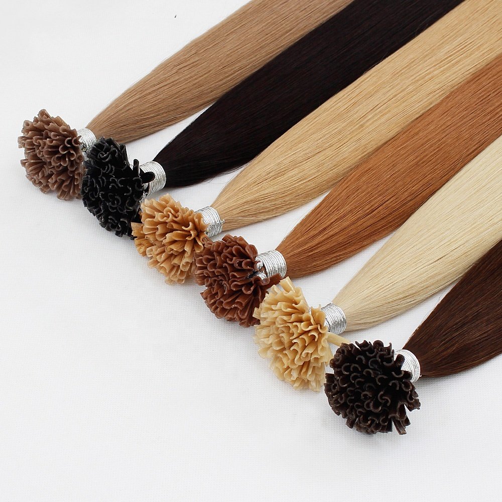 russian hair 14-20 inch straight wholesale double drawn remy human keratin nail u tip hair extensions 0.8g/1.0g each