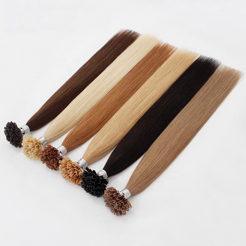 russian hair 14-20 inch straight wholesale double drawn remy human keratin nail u tip hair extensions 0.8g/1.0g each