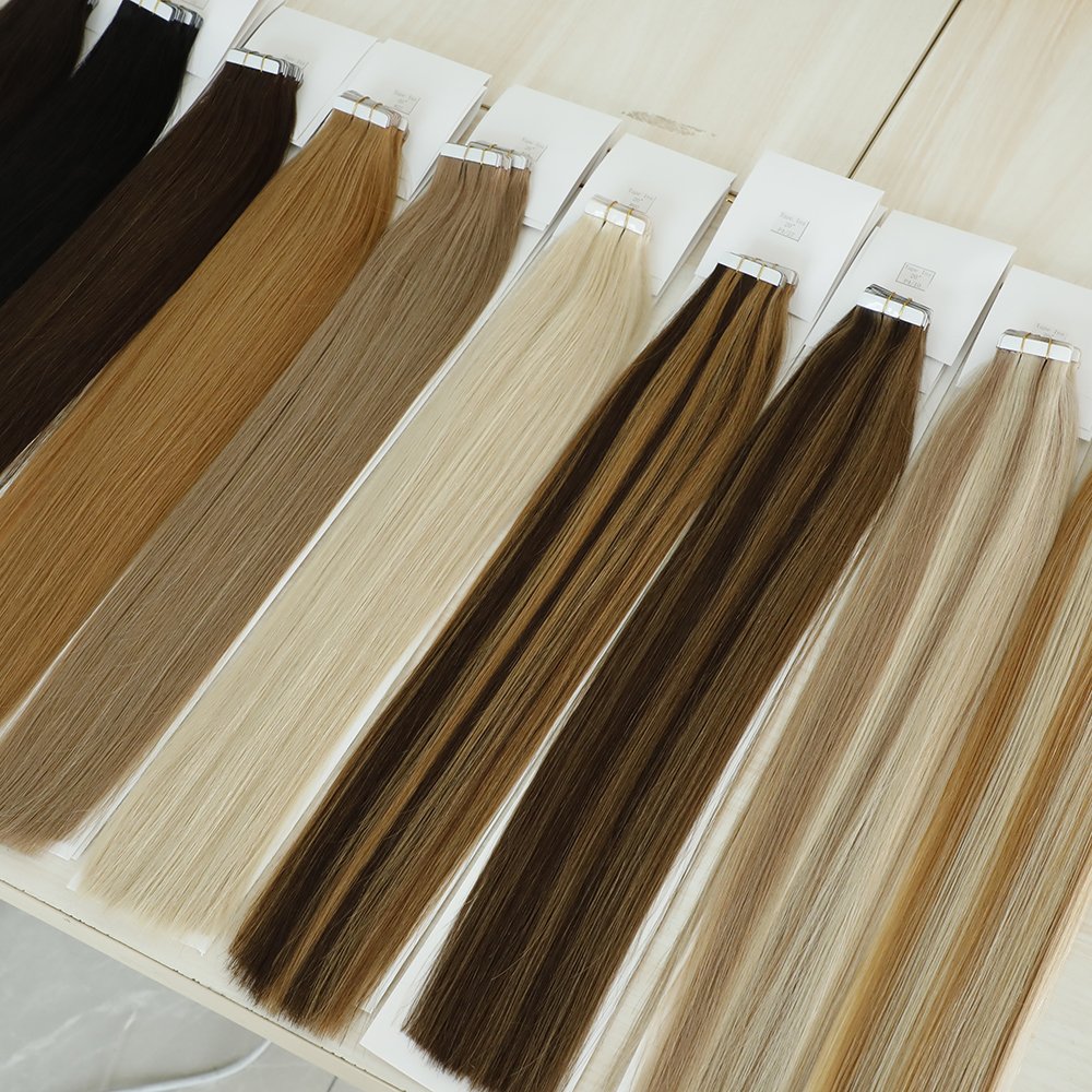 High Quality Remy Russian Human Hair Customize Double Side Tape In Human Hair Extension